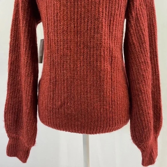 New BP Pointelle Chunky Knit Long Sleeve Oversized Sweater Red Rhubarb Size XXS - Picture 13 of 16